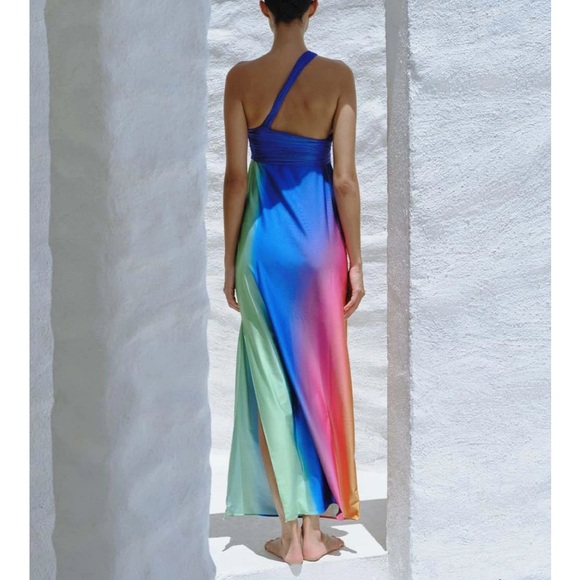 NWT Baobab Eliza Dress in Dawn Ombré Multicolor One Shoulder Revolve Size Large - Picture 4 of 9